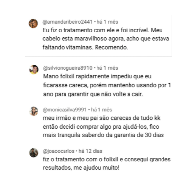 Depoimento de pessoas que usaram o Folixil Plus